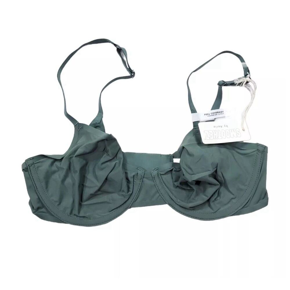 Aerie Smoothez Green Unlined Underwire Full Coverage Bra Size 32D Stretch NEW 3